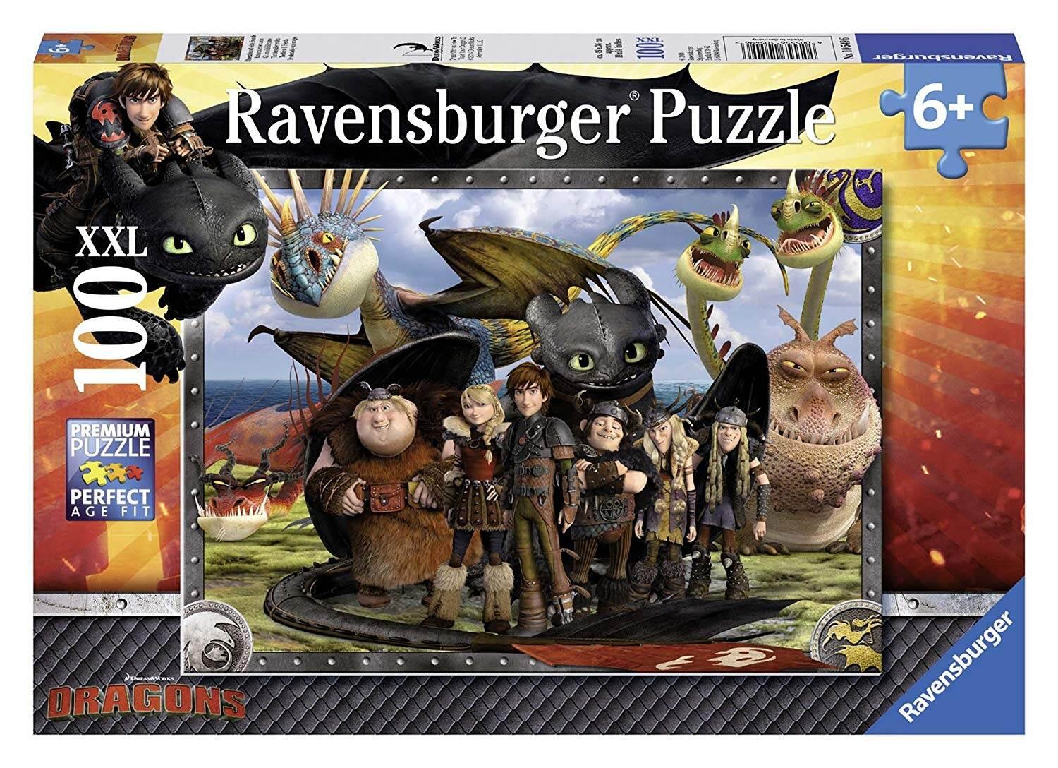 leicht Ravensburger 100 Puzzle Teile Drachenzähmen XXL