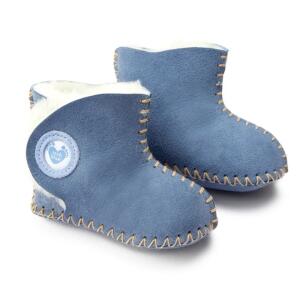Baby Schuhe aus Leder mit Schaffellfutter Cwtch blau