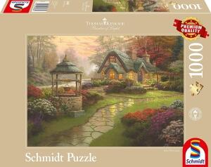 Schmidt Puzzle 1000 Teile Kinkade Haus mit Brunnen